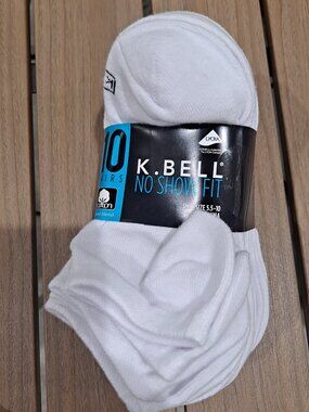 K Bell Women's No Show Sock, 20 pair, White, Size 5.5-10, NWT